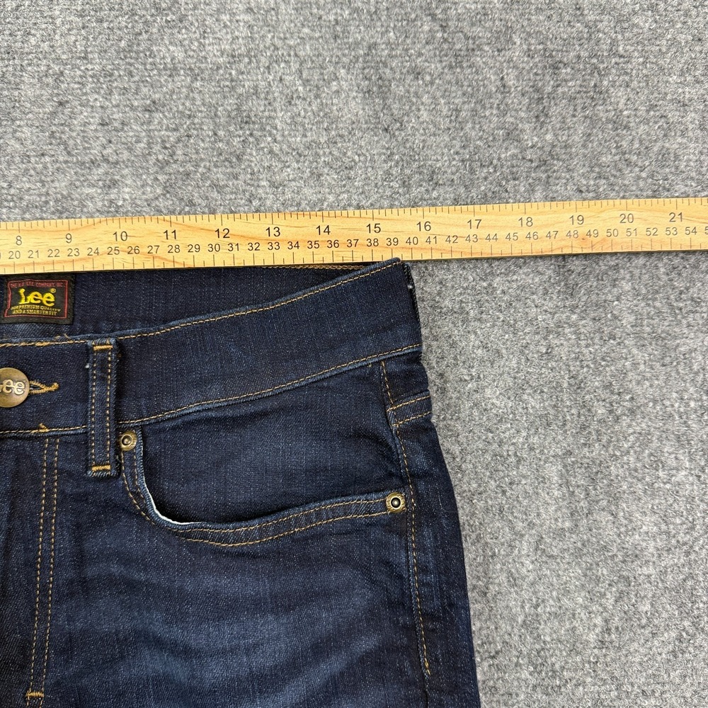 Lee Mens Slim Straight Denim Jeans Size 32x30 Comfort Stretch Blue Gusseted - Picture 8 of 12